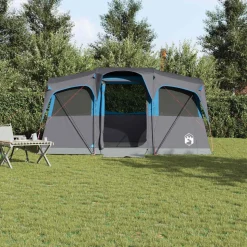 vidaXL Gezinstent Blauw en Grijs 435 x 255 x 216 cm Polyester en staal
