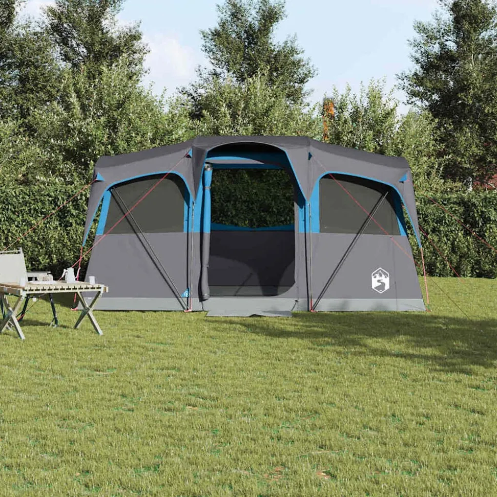 vidaXL Gezinstent Blauw en Grijs 435 x 255 x 216 cm Polyester en staal