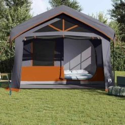vidaXL Gezinstent met dak Grijs en Oranje 620 x 322 x 240 cm Polyester