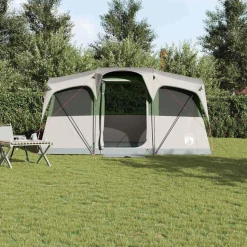 vidaXL Gezinstent Wit en Groen 435 x 255 x 216 cm Polyester en staal