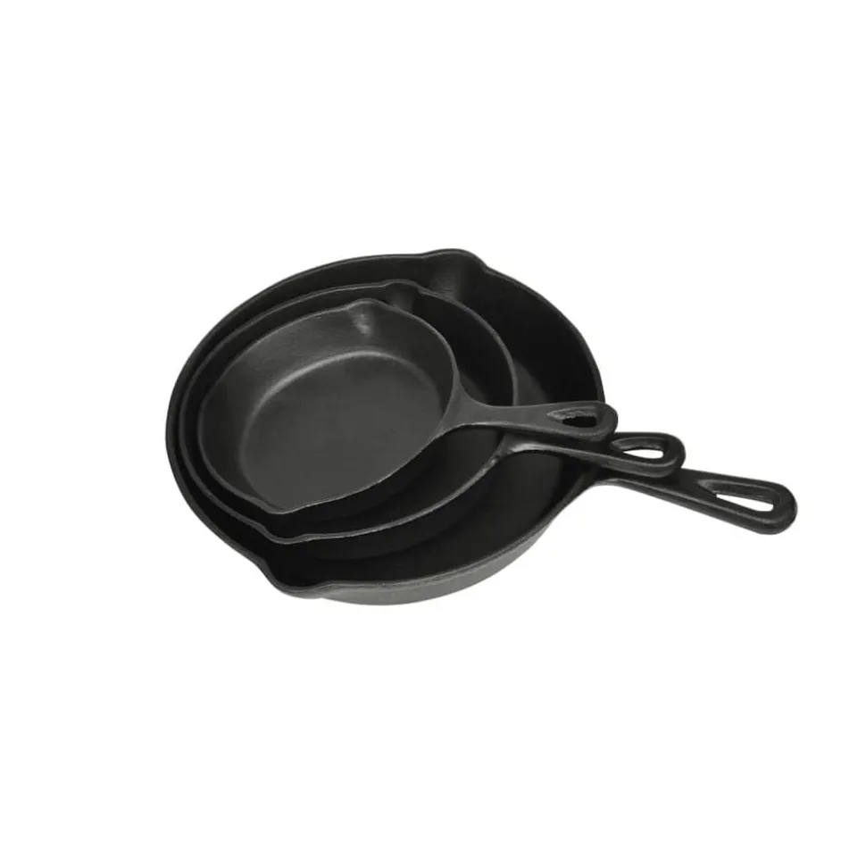 vidaXL Gietijzeren koekenpannen set 3-dlg