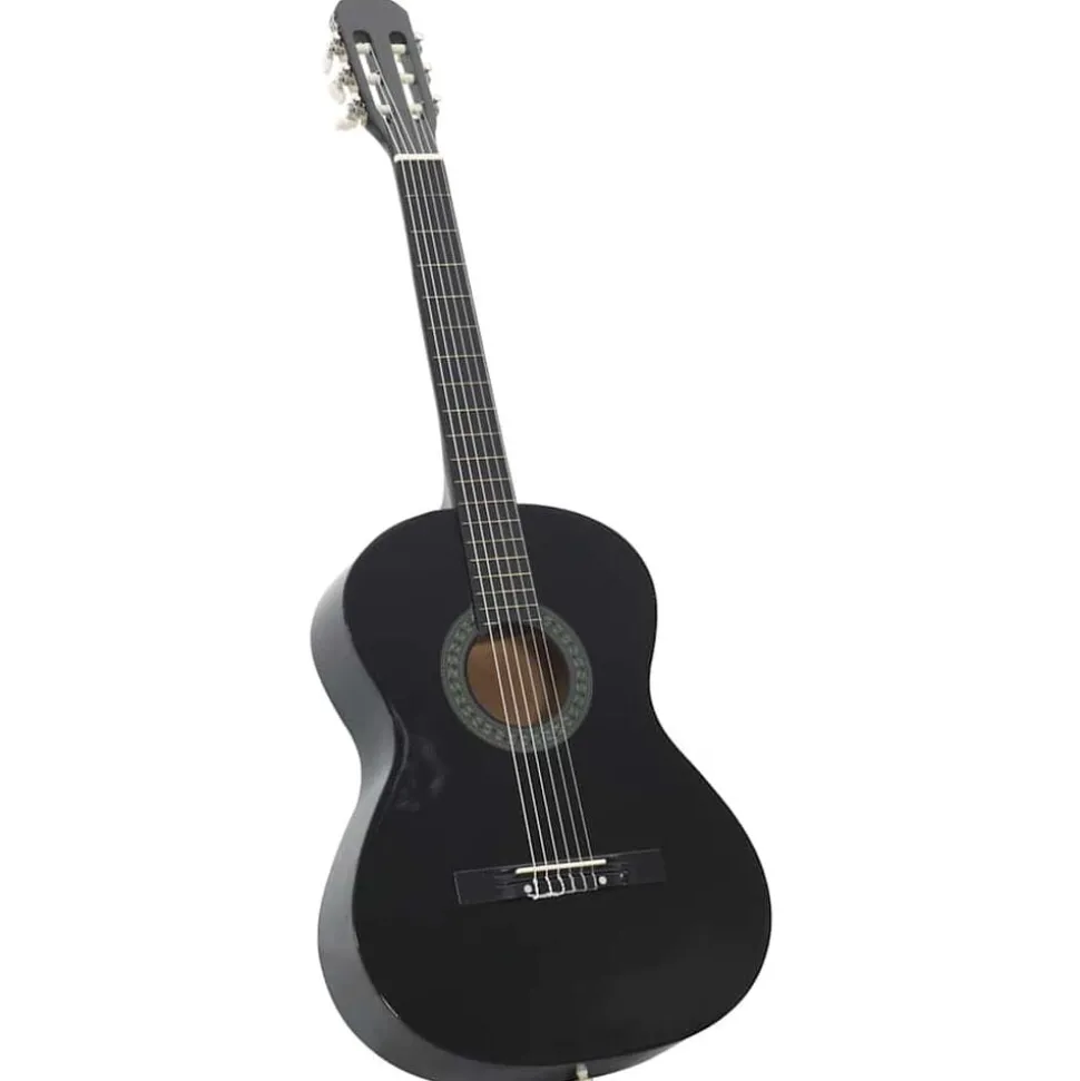 vidaXL Gitaar klassiek beginner 4/4 39" lindenhout zwart