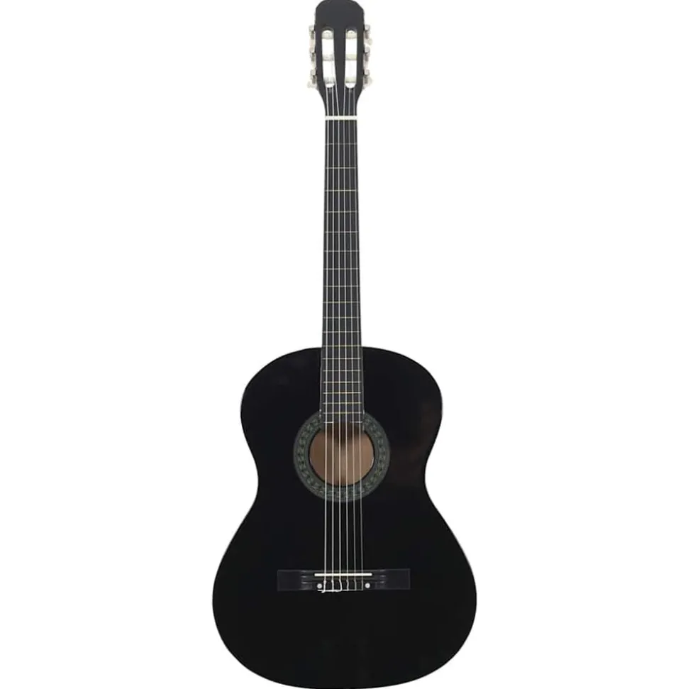 vidaXL Gitaar klassiek beginner 4/4 39" lindenhout zwart