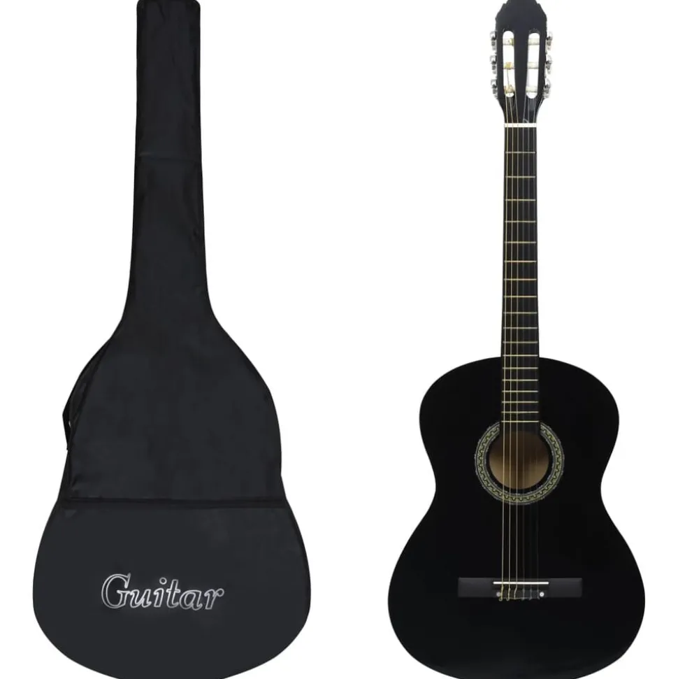 vidaXL Gitaar klassiek beginner met tas 4/4 39" zwart