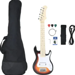 vidaXL Gitaar voor kinderen elektrisch met tas 3/4 30" bruin en wit