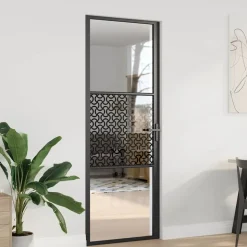 vidaXL Glazen deur Fretwerk Zwart 76 x 3.5 x 201.5 cm Aluminium