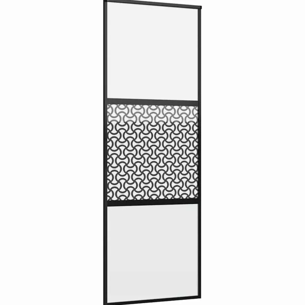 vidaXL Glazen deur Fretwerk Zwart 90 x 2 x 205 cm Aluminium