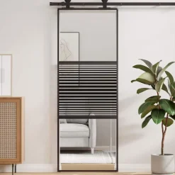 vidaXL Glazen deur Gestreept Zwart 90 x 2 x 205 cm Aluminium
