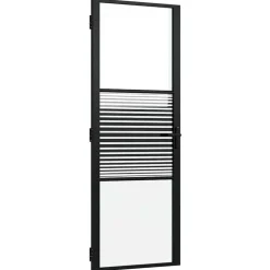 vidaXL Glazen deur Gestreept Zwart 76 x 3.5 x 201.5 cm Aluminium