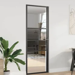 vidaXL Glazen deur Gestreept Zwart 76 x 3.5 x 201.5 cm Aluminium
