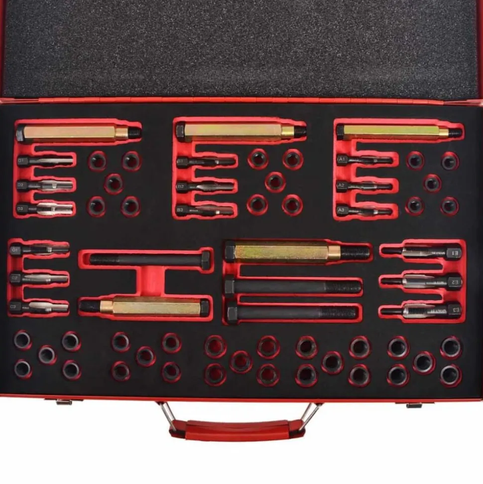 vidaXL Gloeibougie draad reparatie set M8 M9 M10 M12 63-delig