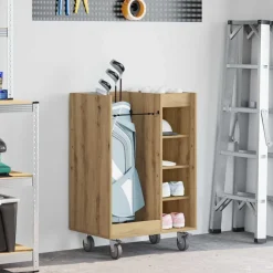 vidaXL Golfkast met wiel Effen Artisan Eiken 65 x 45 x 98 cm