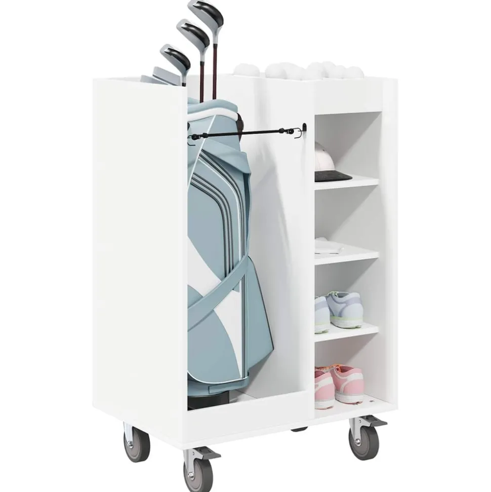 vidaXL Golfkast met wiel Effen Wit 65 x 45 x 98 cm