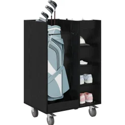 vidaXL Golfkast met wiel Effen Zwart Eiken 65 x 45 x 98 cm