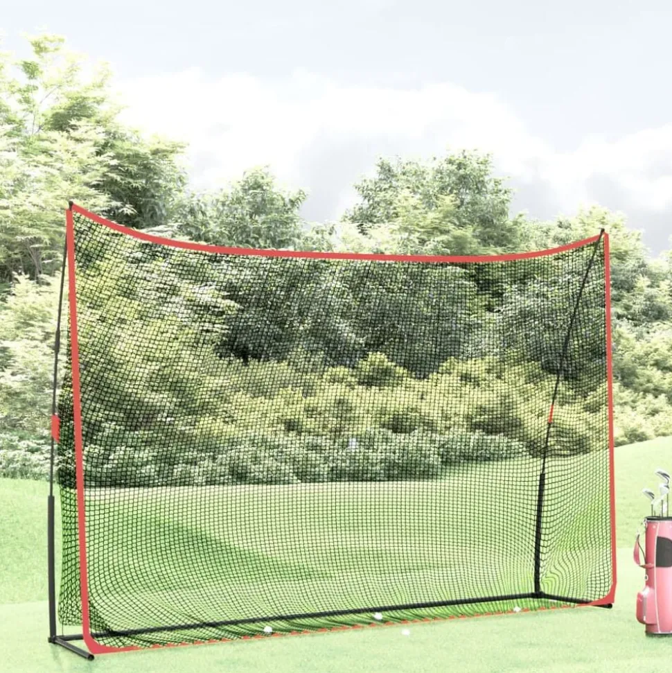 vidaXL Golftrainingsnet 305x91x213 cm polyester zwart en rood