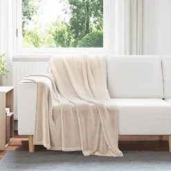 vidaXL Gooi Deken Beige 130 x 150 cm Fleece