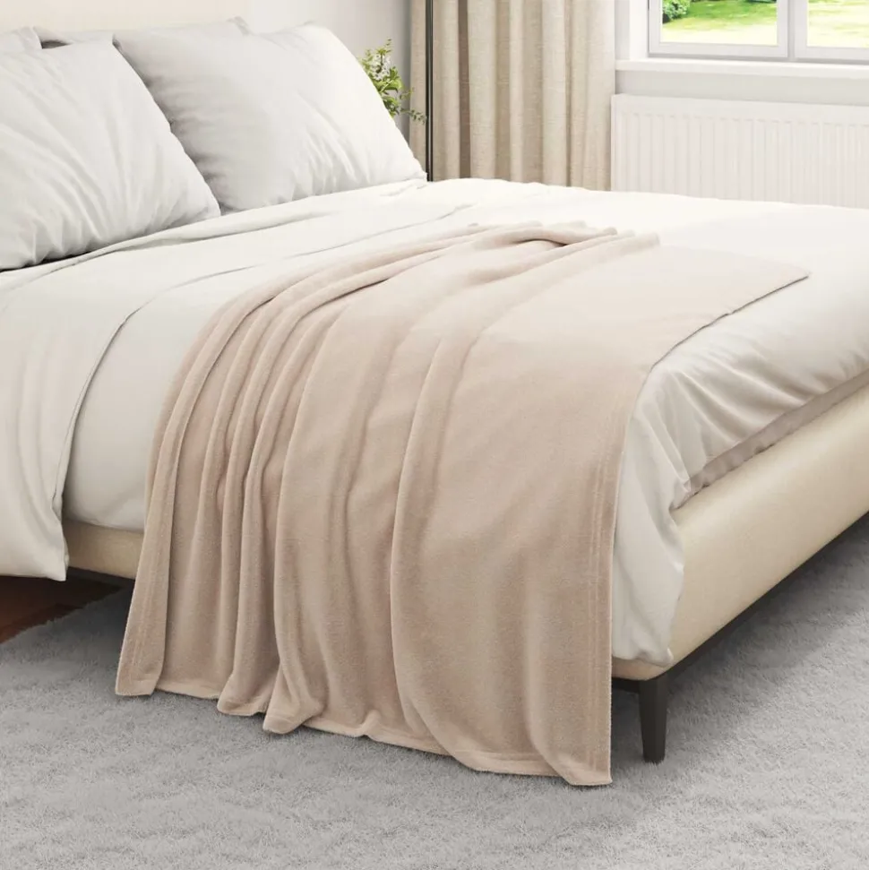 vidaXL Gooi Deken Beige 130 x 150 cm Fleece