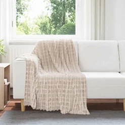vidaXL Gooi Deken Beige 150 x 130 cm Fleece