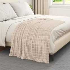 vidaXL Gooi Deken Beige 150 x 130 cm Fleece