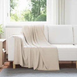 vidaXL Gooi Deken Beige 170 x 130 cm Fleece
