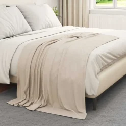 vidaXL Gooi Deken Beige 170 x 130 cm Fleece