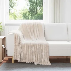 vidaXL Gooi Deken Beige 150 x 130 cm Fleece