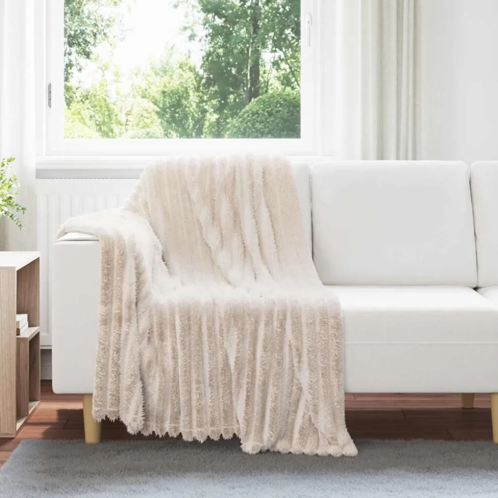 vidaXL Gooi Deken Beige 150 x 130 cm Fleece
