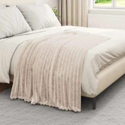 vidaXL Gooi Deken Beige 150 x 130 cm Fleece