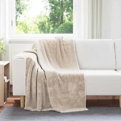 vidaXL Gooi Deken Beige 130 x 150 cm Fleece