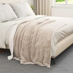 vidaXL Gooi Deken Beige 130 x 150 cm Fleece