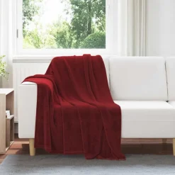vidaXL Gooi Deken Bordeaux Rood 130 x 150 cm Fleece
