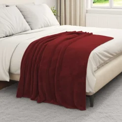 vidaXL Gooi Deken Bordeaux Rood 130 x 150 cm Fleece