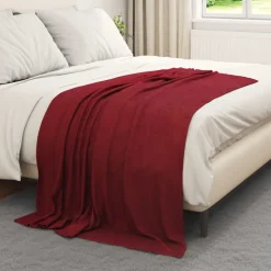 vidaXL Gooi Deken Bordeaux Rood 170 x 130 cm Fleece