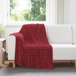 vidaXL Gooi Deken Bordeaux Rood 150 x 130 cm Fleece