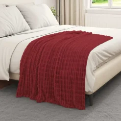 vidaXL Gooi Deken Bordeaux Rood 150 x 130 cm Fleece
