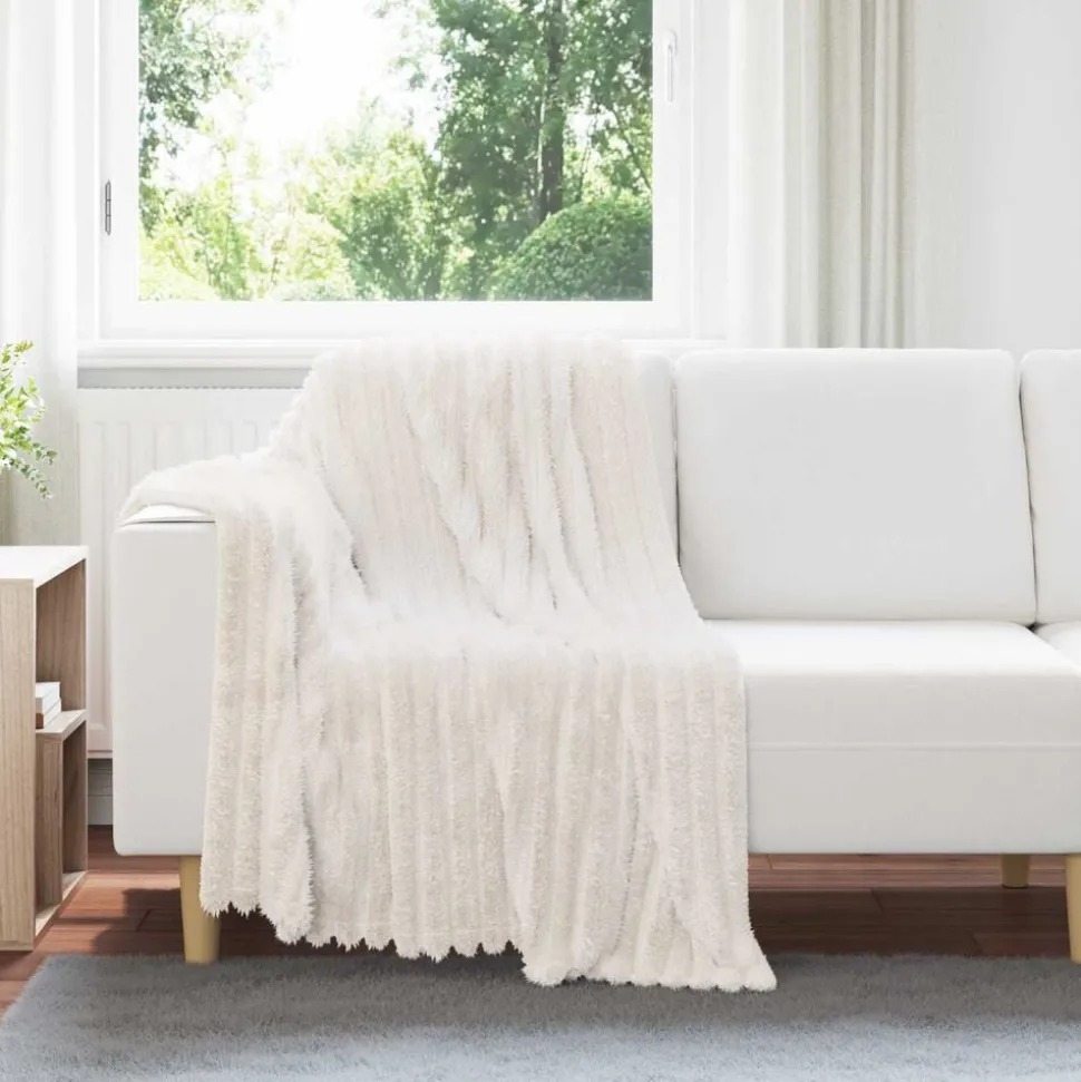 vidaXL Gooi Deken Crème 150 x 130 cm Fleece
