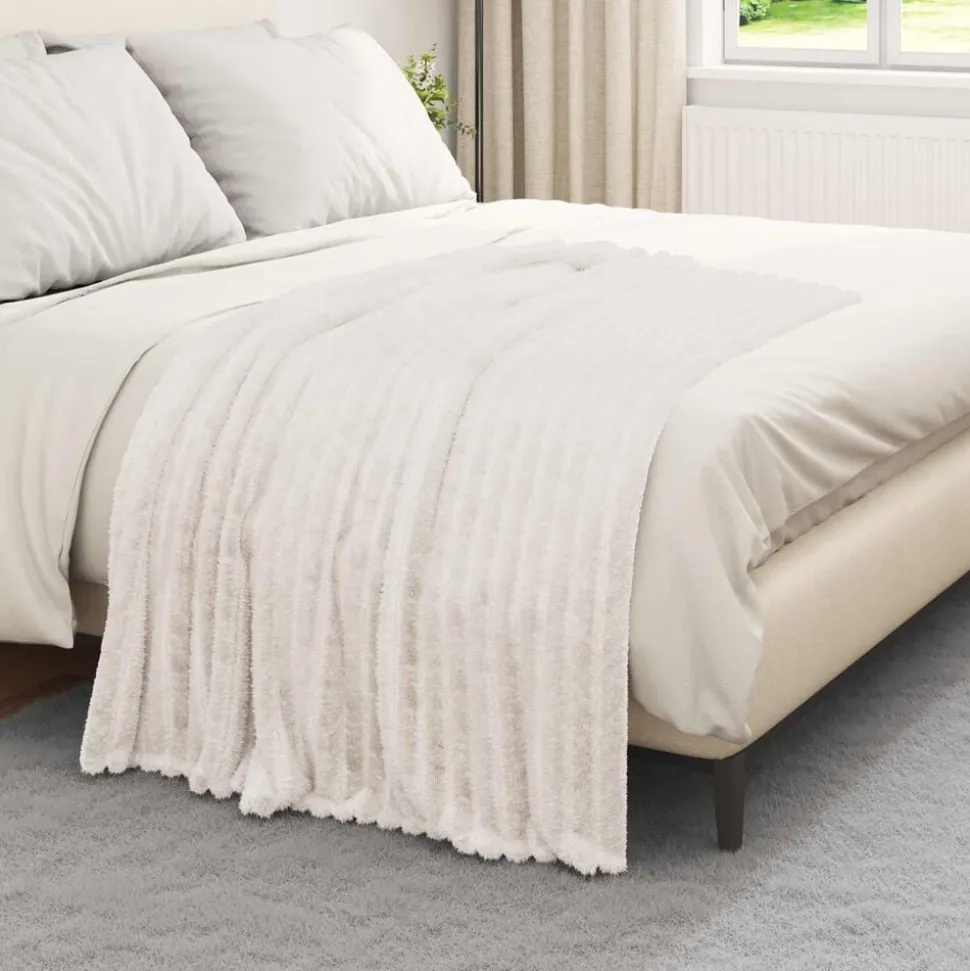 vidaXL Gooi Deken Crème 150 x 130 cm Fleece