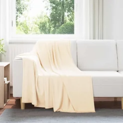 vidaXL Gooi Deken Crème 170 x 130 cm Fleece