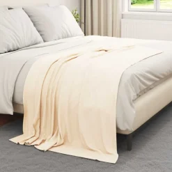 vidaXL Gooi Deken Crème 170 x 130 cm Fleece