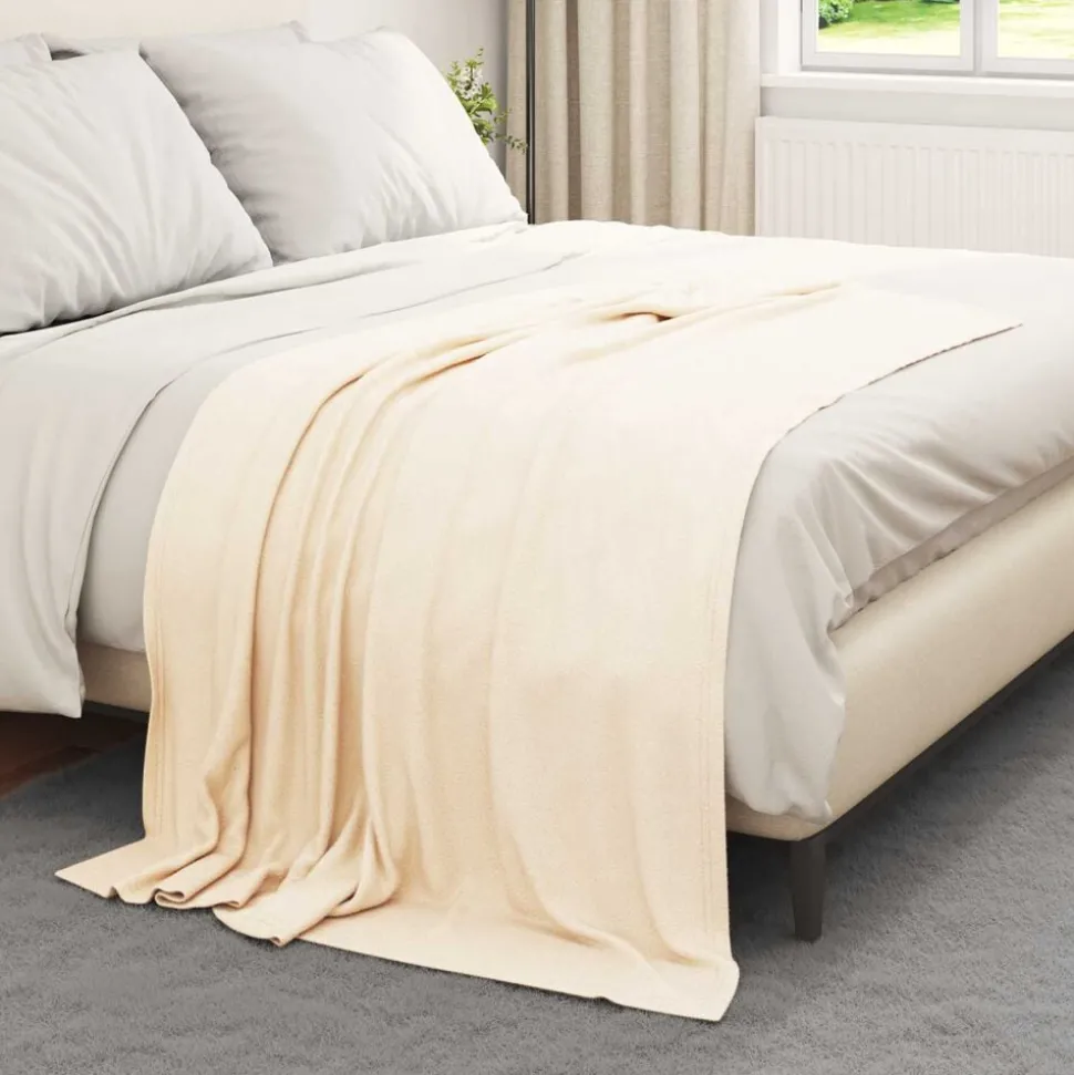 vidaXL Gooi Deken Crème 170 x 130 cm Fleece