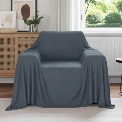 vidaXL Gooi Deken Donkergrijs 210 x 140 cm Fleece