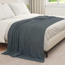 vidaXL Gooi Deken Donkergrijs 210 x 140 cm Fleece