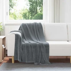 vidaXL Gooi Deken Donkergrijs 130 x 150 cm Fleece