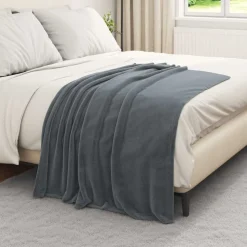 vidaXL Gooi Deken Donkergrijs 130 x 150 cm Fleece