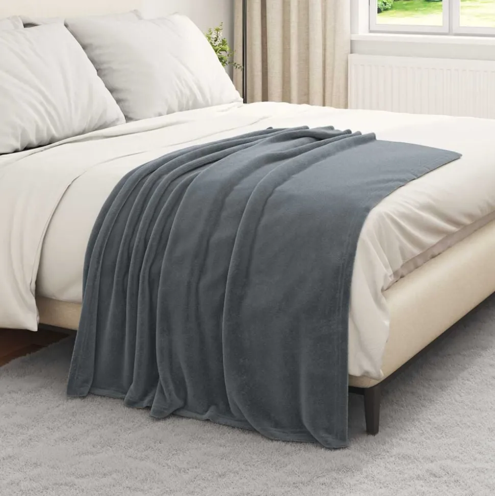 vidaXL Gooi Deken Donkergrijs 130 x 150 cm Fleece