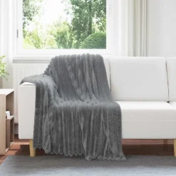 vidaXL Gooi Deken Donkergrijs 150 x 130 cm Fleece