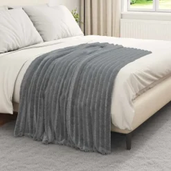 vidaXL Gooi Deken Donkergrijs 150 x 130 cm Fleece