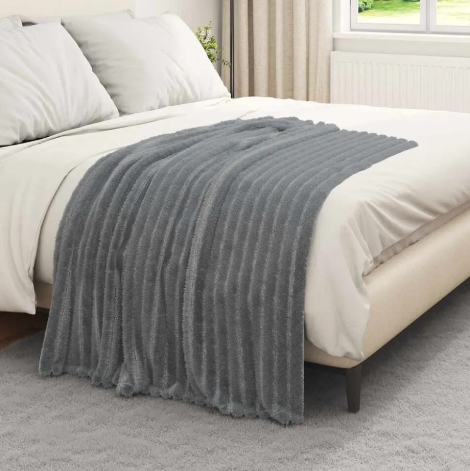 vidaXL Gooi Deken Donkergrijs 150 x 130 cm Fleece