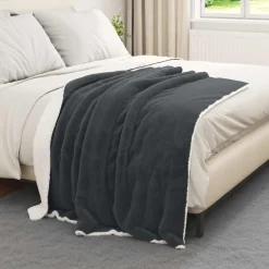 vidaXL Gooi Deken Donkergrijs 130 x 150 cm Fleece