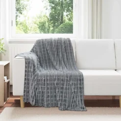 vidaXL Gooi Deken Donkergrijs 150 x 130 cm Fleece